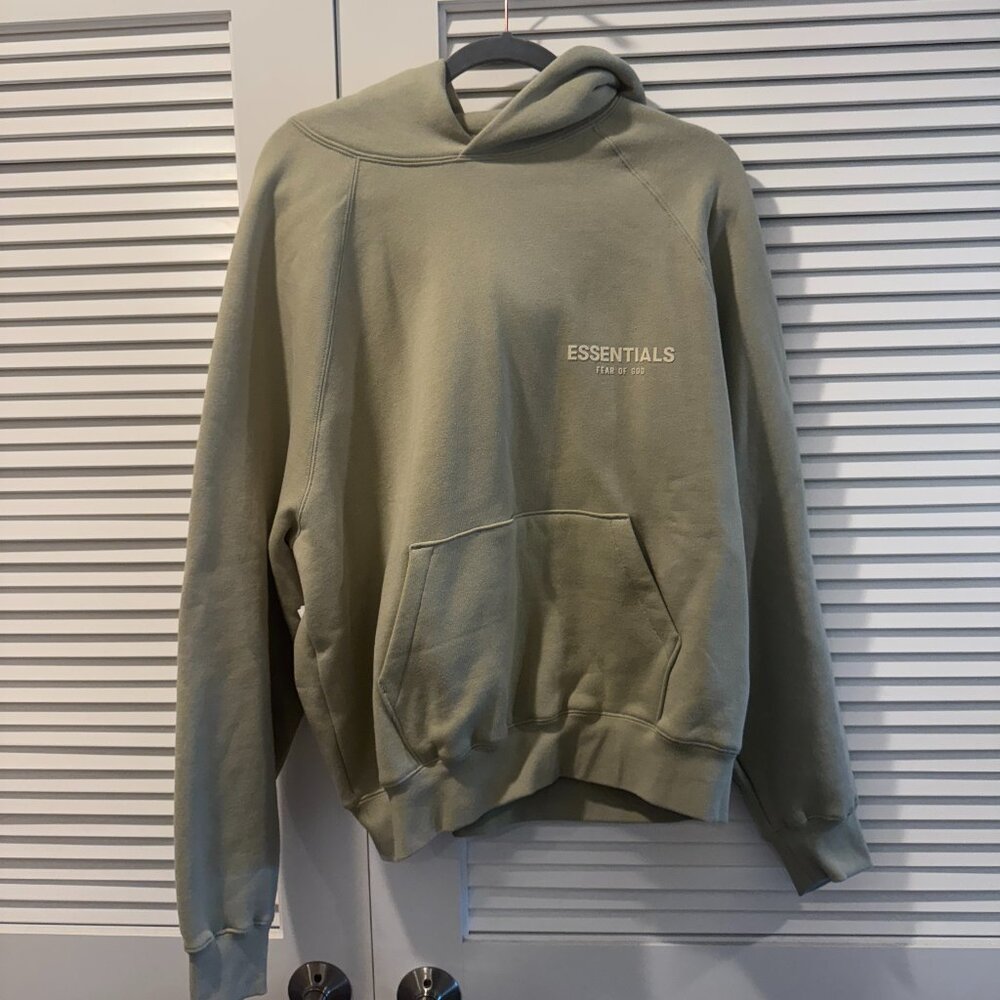 Small Sea Foam Green FOG Essentials hoodie